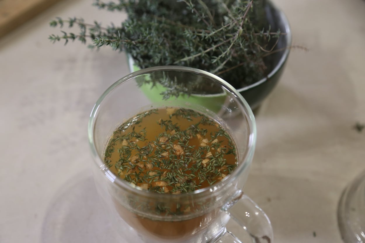 Thyme tea with a bit of ginger